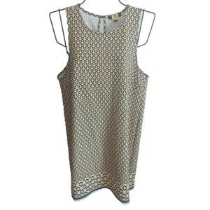 Banana Republic dress yellow White Black Geometric Print Shift Dress XL ECU